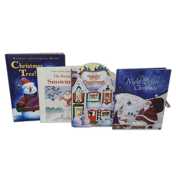 Children's Christmas Holiday Book Bundle Lot Of Four Hard Cover Books Book Lover - Picture 1 of 11